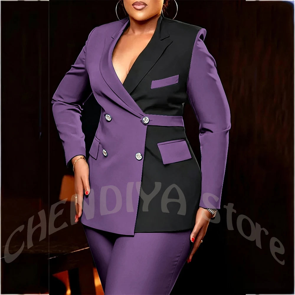 Women's Classic Tailored Blazer and Trousers Suit Set