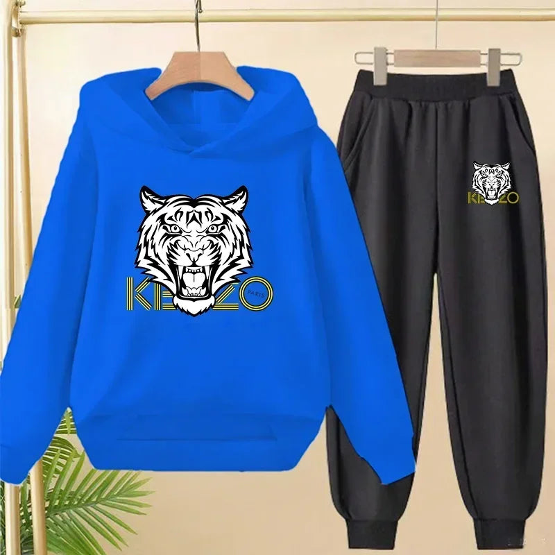 Kids' Tiger Print Hoodie Sweatshirt Pants Set