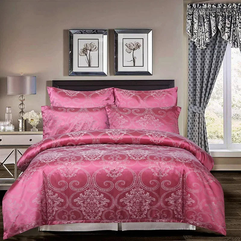 European Satin Jacquard Duvet Cover and Smooth Bedding Set