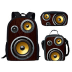 Kids' 3D Audio Speaker Print 3-Piece Backpack Lunch Bag and Pencil Case Set