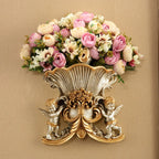 European Resin Angel Wall Vase and Planter Mural Ornament