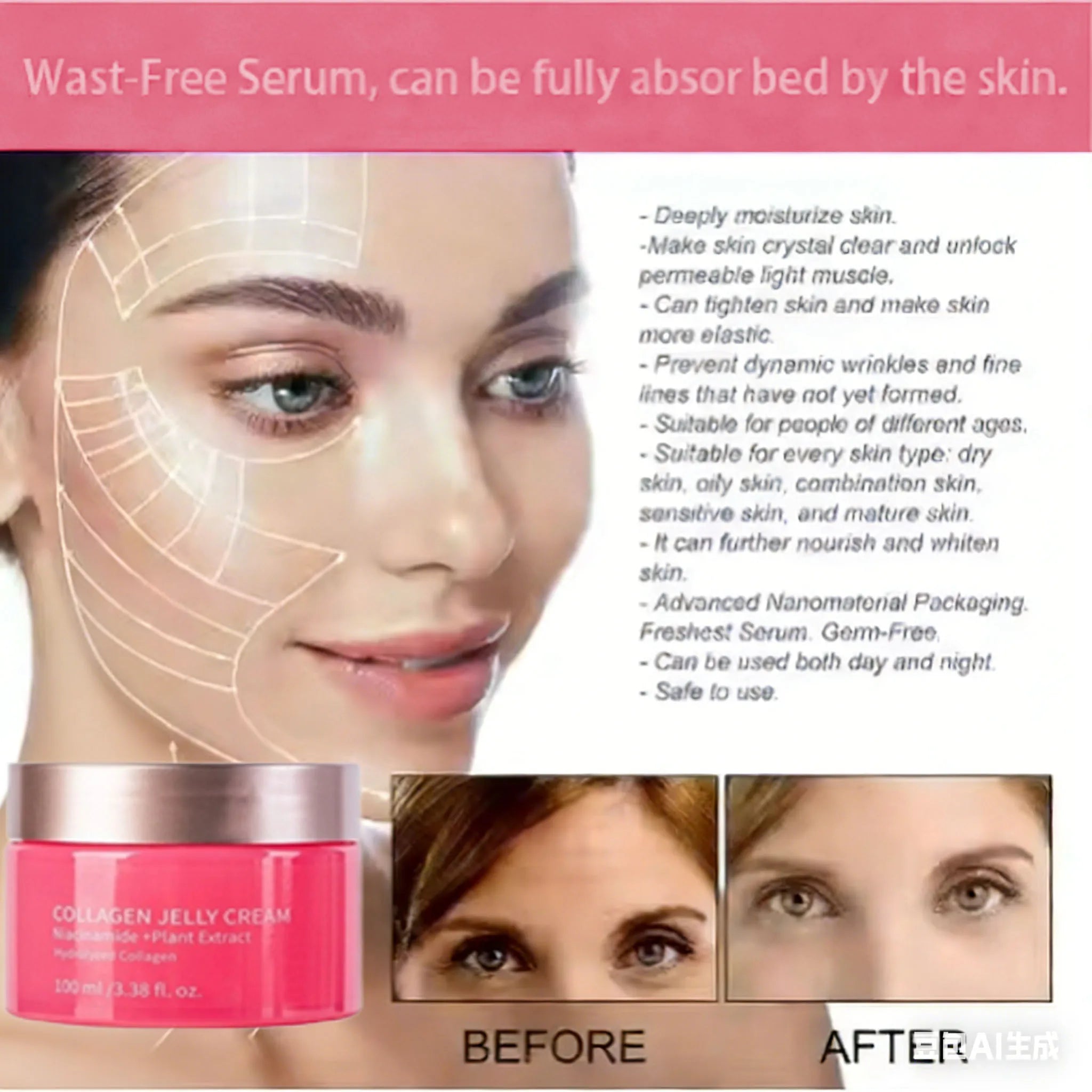 Collagen & Niacinamide Jelly Cream Face Moisturizer Brightening 100g