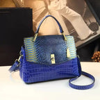 Women's Crocodile Pattern Cowhide Leather Shoulder Crossbody Bag