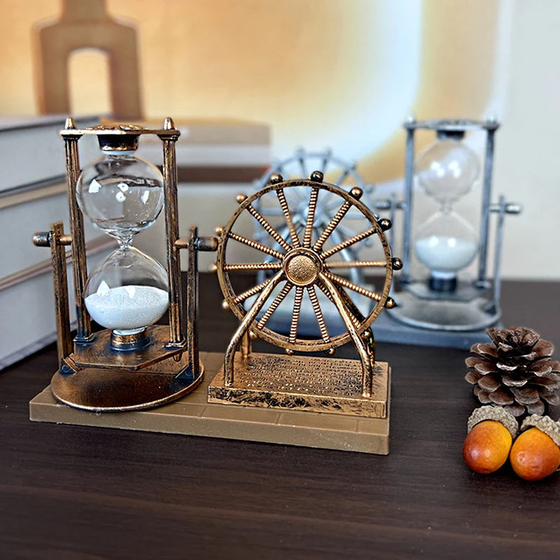 Retro Ferris Wheel Quicksand Hourglass Figurine and Desktop Tabletop Ornament