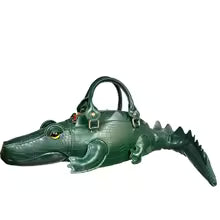 Women's Crocodile Shape Tote Shoulder Crossbody Handbag