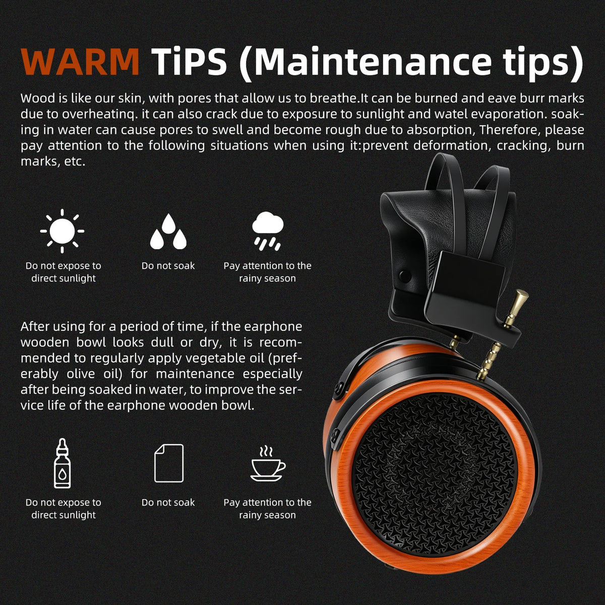 Open Back HIFI Wooden Wired Over Ear Headphones HD11