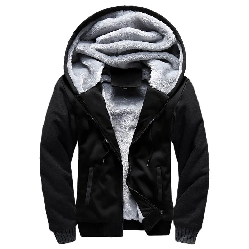 Men's Casual Fleece Zip Hooded Jacket and Pants Set