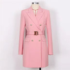 Women's Double Breasted Belted Blazer Dress
