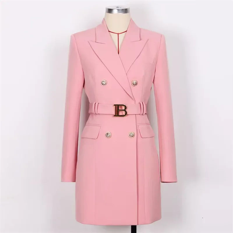 Women's Double Breasted Belted Blazer Dress
