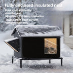 Weatherproof Insulated Outdoor Cat Shelter Elevated Winter House with Escape Door for Stray Cats