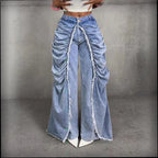 Women's Faux Two Piece Ripped Hem Skinny Denim Jeans