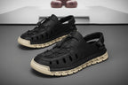 Men's Leather Breathable Outdoor Sandals Lightweight Elastic Strap Summer Beach