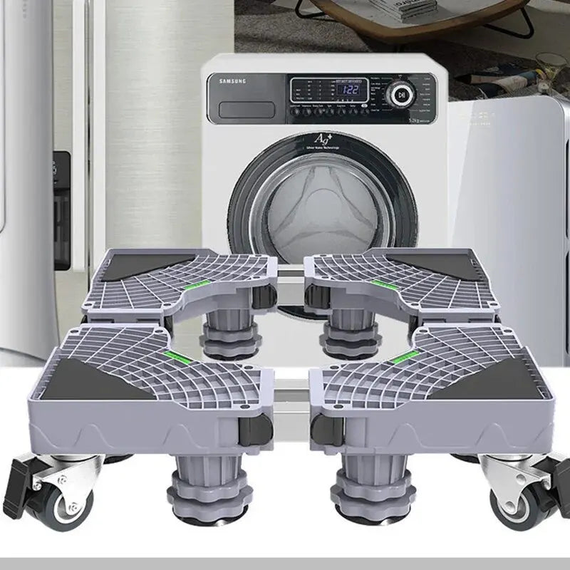 Adjustable Washing Machine Stand with Multi-Functional Fridge Base
