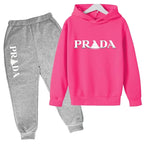 Kids' Pattern Hooded Sweatshirt Pants Two-Piece Set