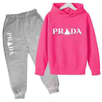 Kids' Pattern Hooded Sweatshirt Pants Two-Piece Set