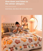 Thick Warm Velvet Quilt Blanket and Soft Lambswool Throw