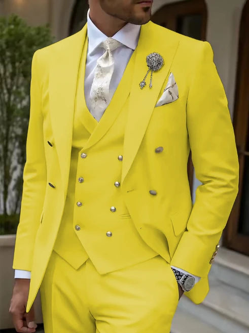 Men's Solid Color Lapel Short Sleeve Zipper Trouser Suit