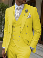 Men's Solid Color Lapel Short Sleeve Zipper Trouser Suit