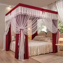 Princess Palace Style Blackout Mosquito Net Bed Canopy with Triple Doors