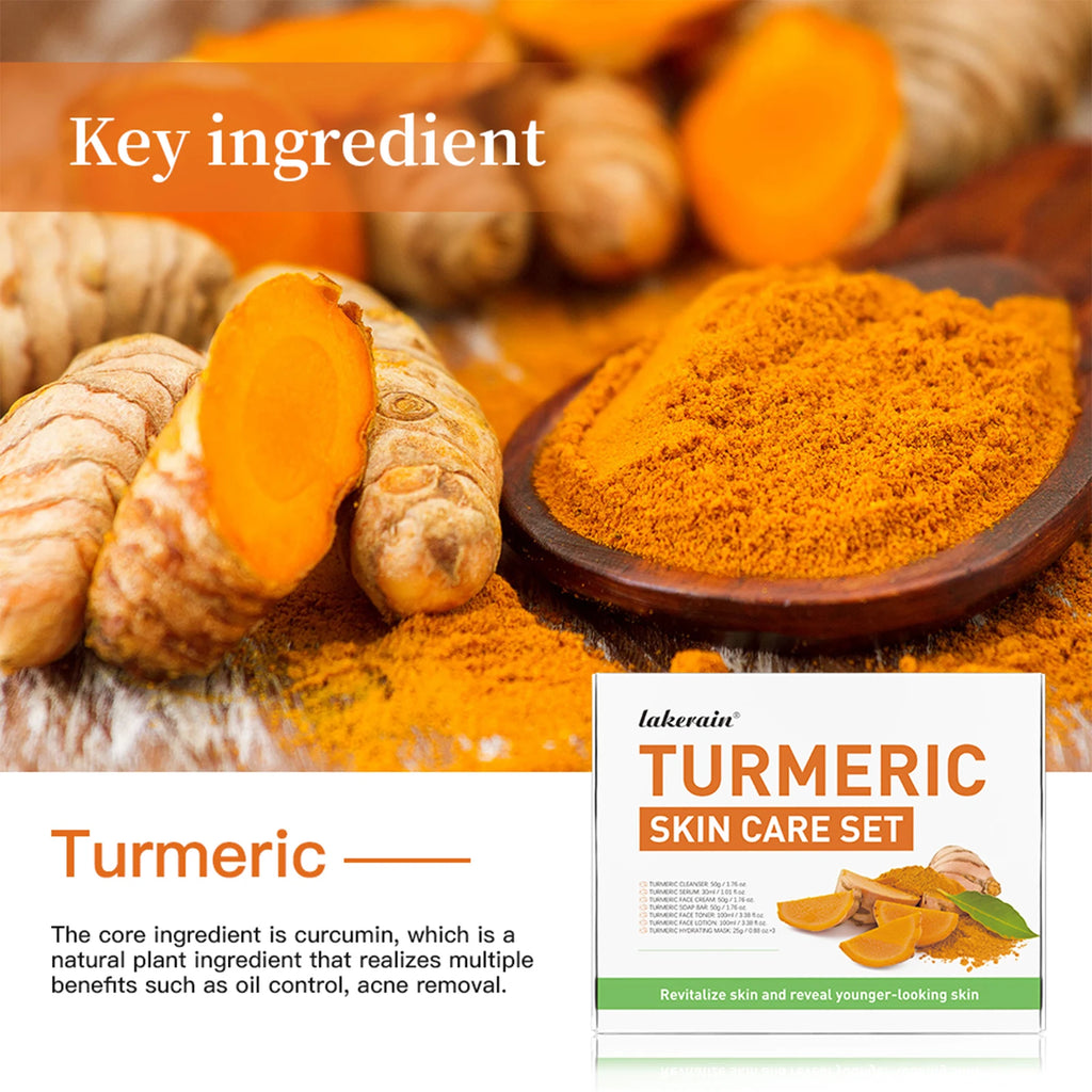 Turmeric Facial Skincare Set 7-Piece Acne Clearing Treatment Kit