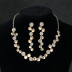 Women's Fashion Rhinestone Disc Choker Necklace and Earrings Set