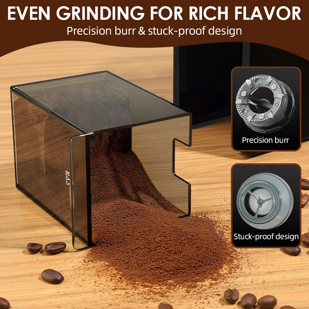Automatic Flat Burr Mill Coffee Grinder with 28 Grind Settings CBG-8001