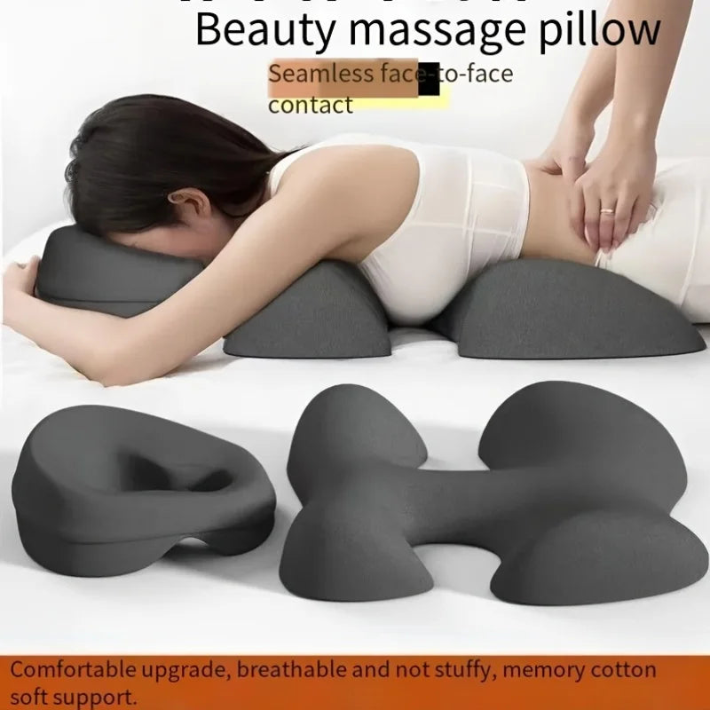Ergonomic Contoured Massage Pillow for Face and Body Support