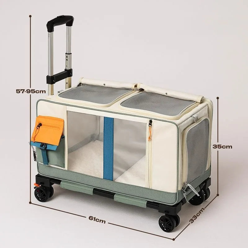 Portable Breathable Universal Wheel Pet Trolley Bag