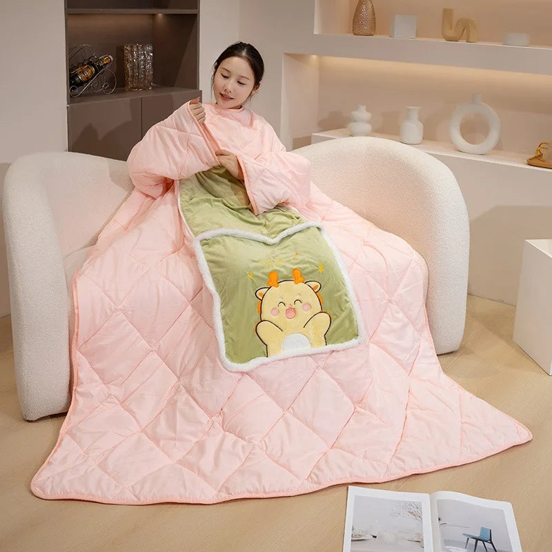 Wearable Fleece Blanket and Cozy Sherpa Hoodie Wrap