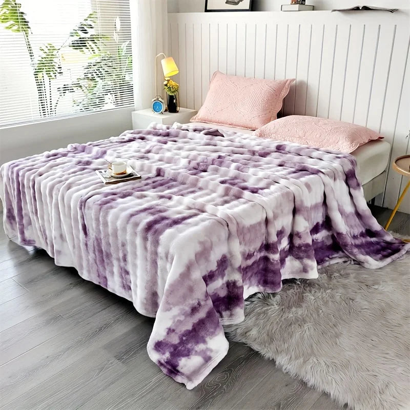 Thick Warm Faux Rabbit Fur Blanket and Soft Plush Throw