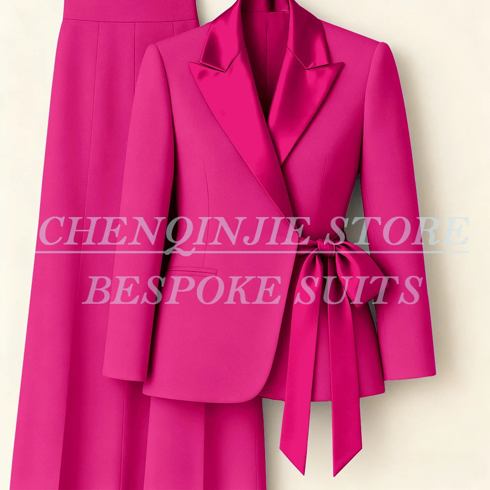 Women's Tailored Blazer Wide Leg Pants Suit