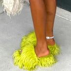 Women's Faux Fur Plush Warm Flat Slippers