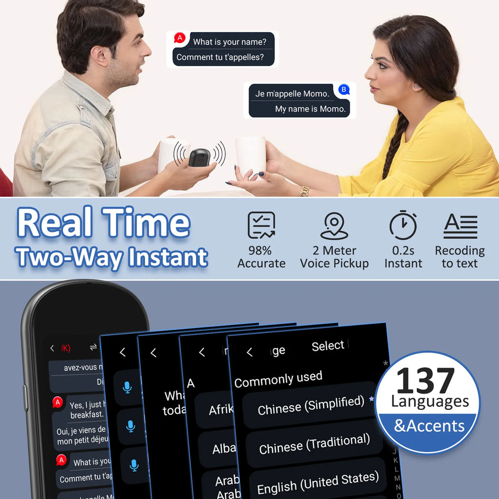 Portable AI Voice Real-Time Language Translator Device Z2