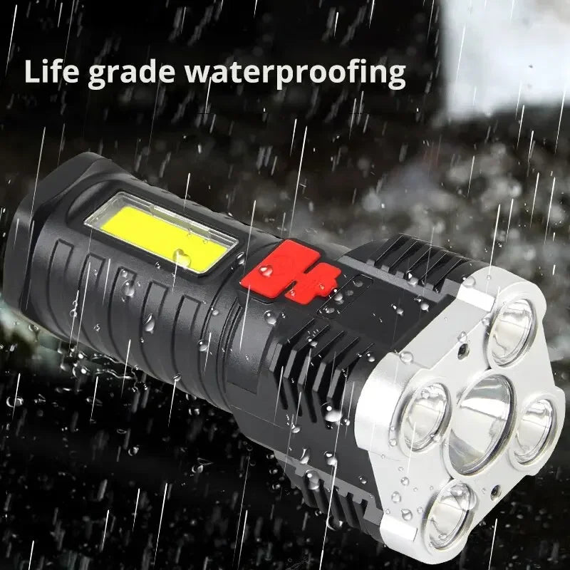 Rechargeable LED Flashlight with Side Light and 3 Lighting Modes