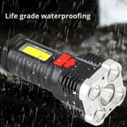 Rechargeable LED Flashlight with Side Light and 3 Lighting Modes