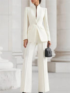 Women's Stand Collar Blazer Pants Suit