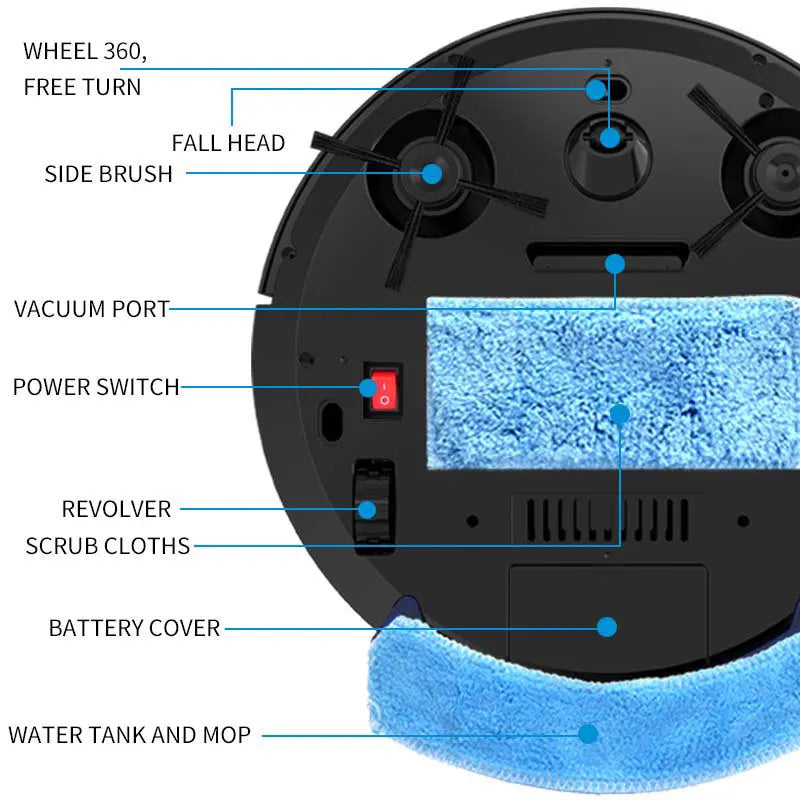 Smart Robot Vacuum Cleaner with Wet Dry Mopping Function 15W