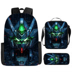 Unisex Mechanical 3D Print Backpack 3-Piece Bag Set
