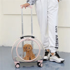 Portable Breathable Transparent Rolling Pet Travel Backpack