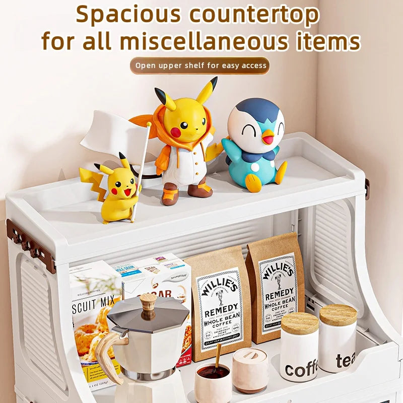 14.6in Foldable PP Plastic Storage Cabinet and Rolling Organizer