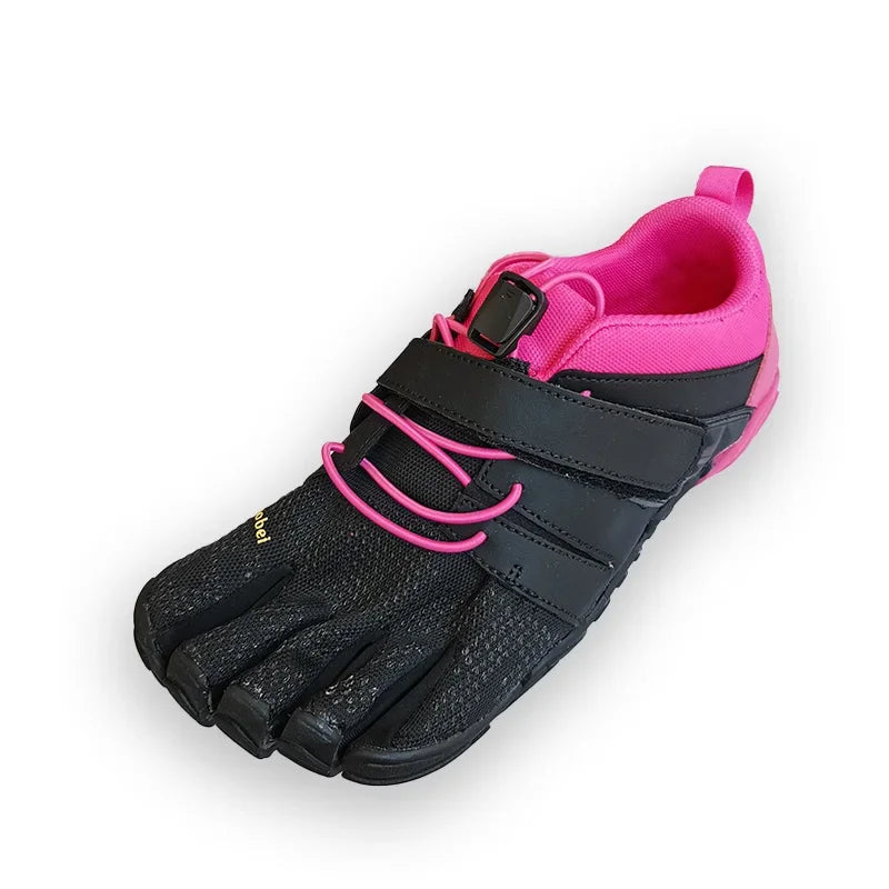 Unisex Cotton Five-Finger Athletic Shoes Hook & Loop Patchwork Sneakers