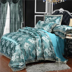 Satin Jacquard Bedding Set and Luxury Flower Duvet Cover Set
