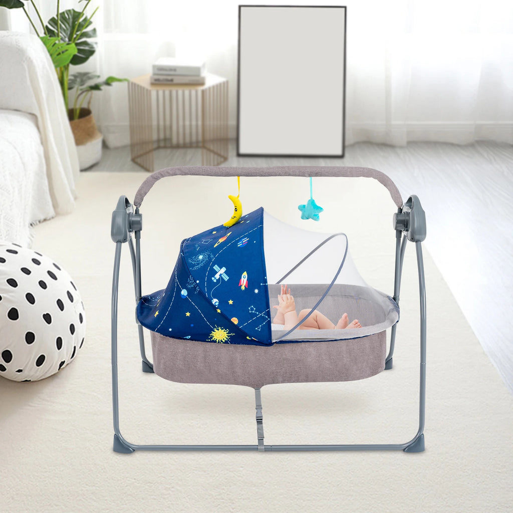 Foldable Baby Cradle Swing and Electric Rocking Bassinet