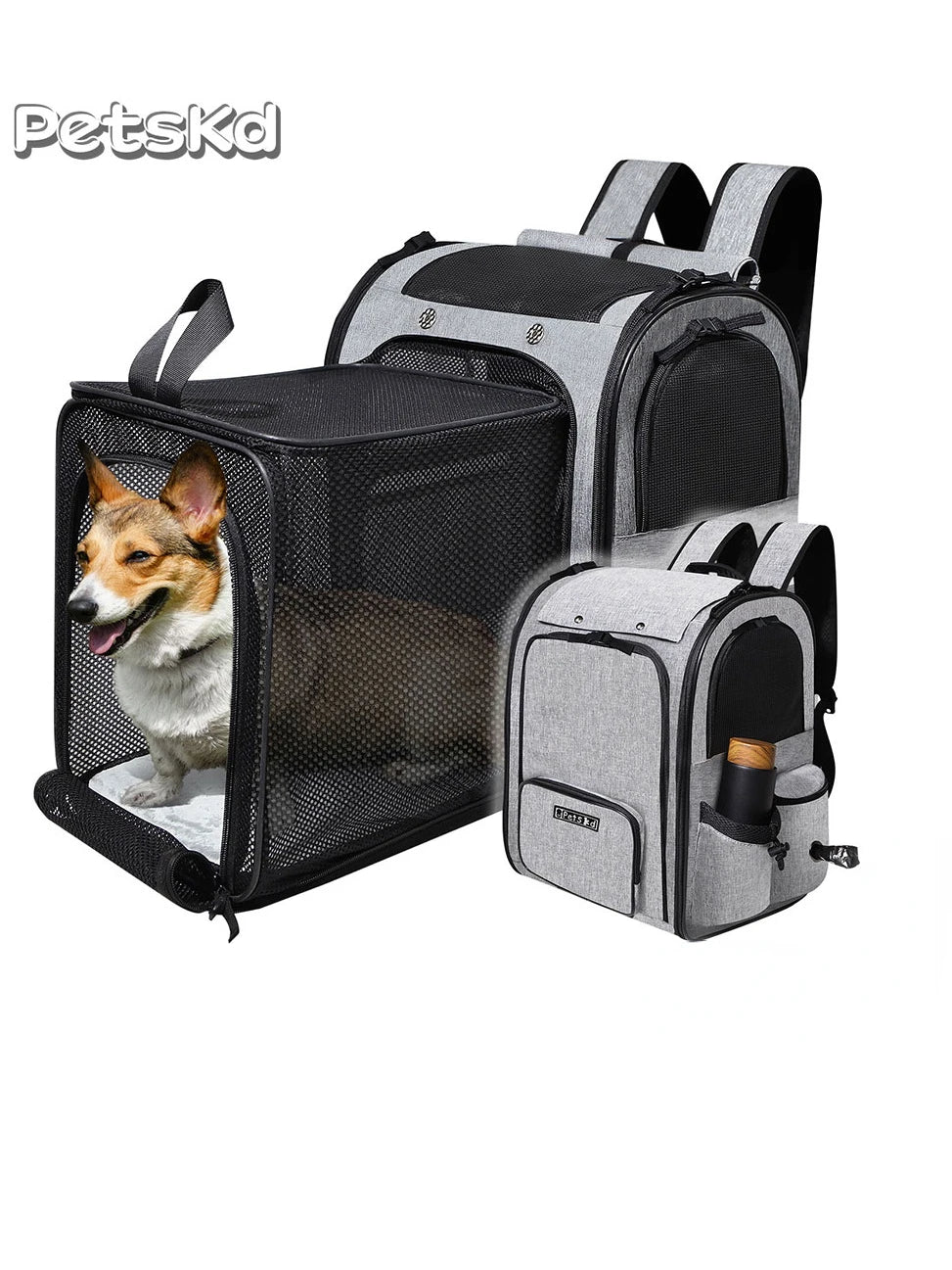 Expandable Foldable Breathable Pet Travel Backpack Carrier