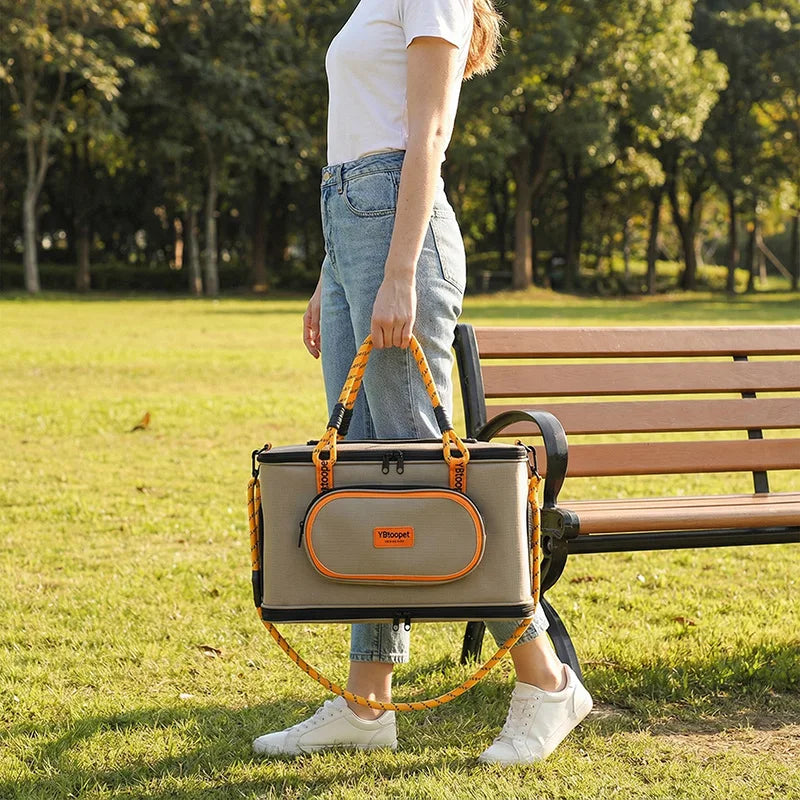 Water-Resistant Foldable Outdoor Pet Carrier Bag Breathable Tote for Cats and Small Dogs