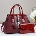 Women's Crocodile Pattern Crossbody Shoulder Tote Bag