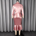 Women's Single Breasted Coat Mermaid Skirt Dress Suit