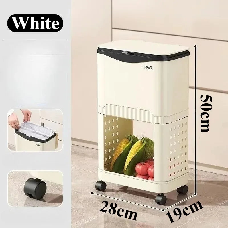 Multifunctional Kitchen Trash Can and Recycling Bin with Wheels
