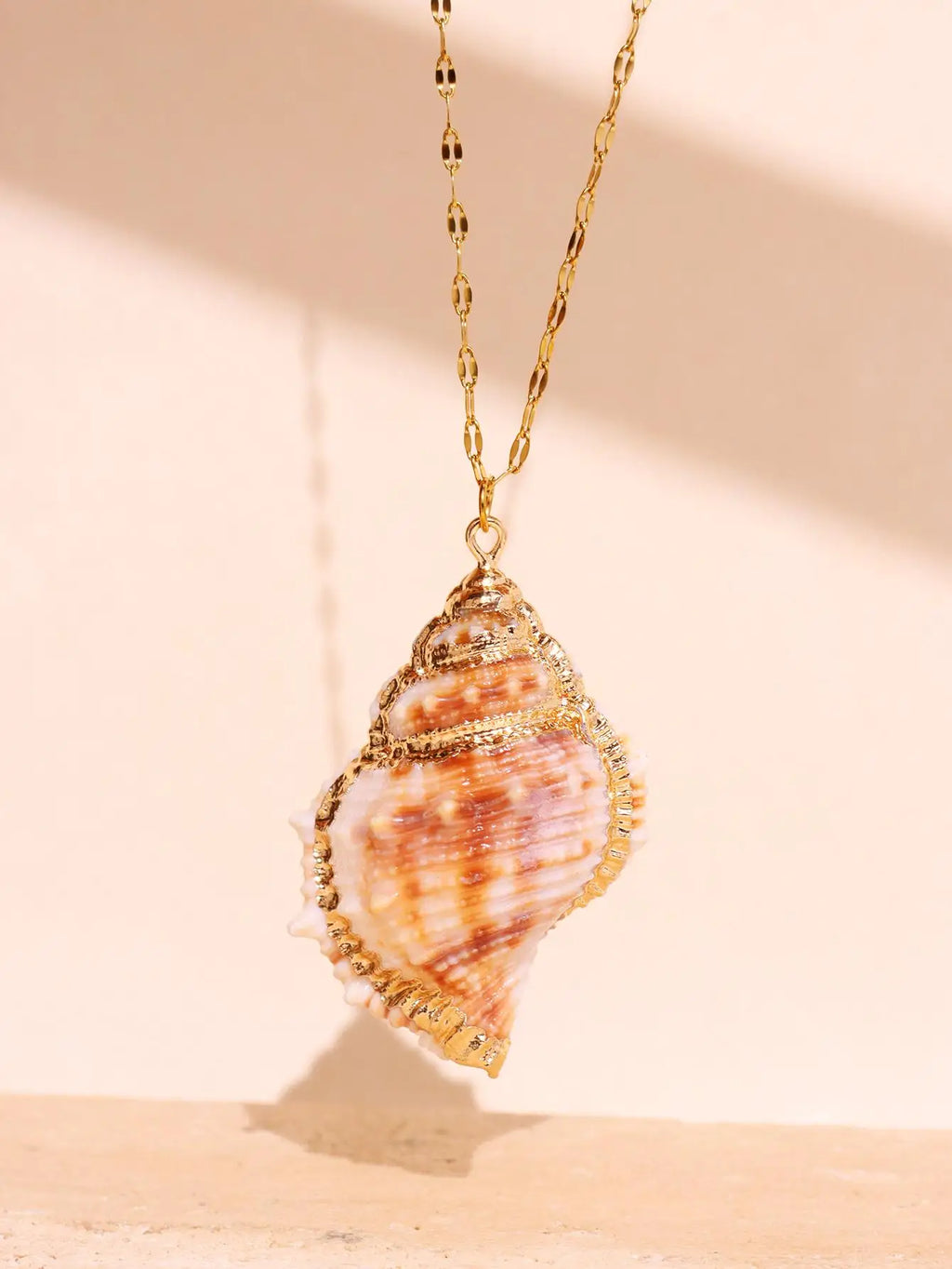 Women's Fashion Retro Gold-Tone Shell Layered Pendant Necklace