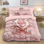 Dimensional Rose Flower Duvet Cover and Soft Bedding Set